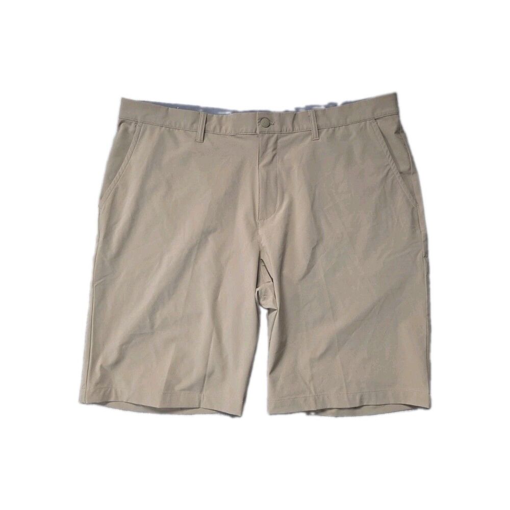 Adidas Tan Khaki Golf Shorts Stretch Performance Flat Front Mens Size 40 EUC